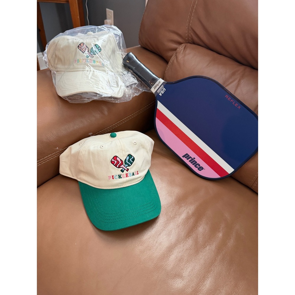 New Prince Pickleball Paddle & 2 Embroidered Pickleball Caps Gift Set Bundle NWT